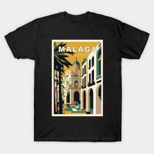 Malaga Costa Del Sol Vintage Art Advertising Tourism Print T-Shirt